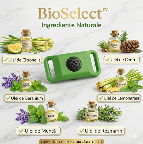BioSelect™ – 12 Luni Protecție Naturală Anti-Purici și Căpușe